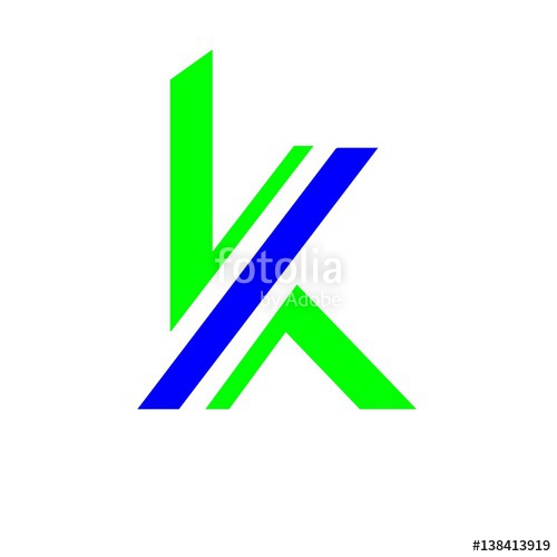 500x500 Initial Letter K Blue And Green Color Logo Vector Stock Image