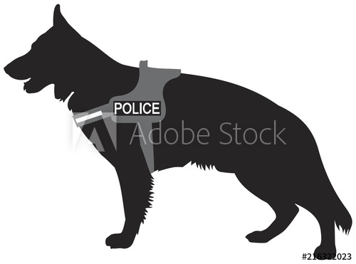 500x371 German Shepherd Police Dog Vector Silhouette Symbol, Military