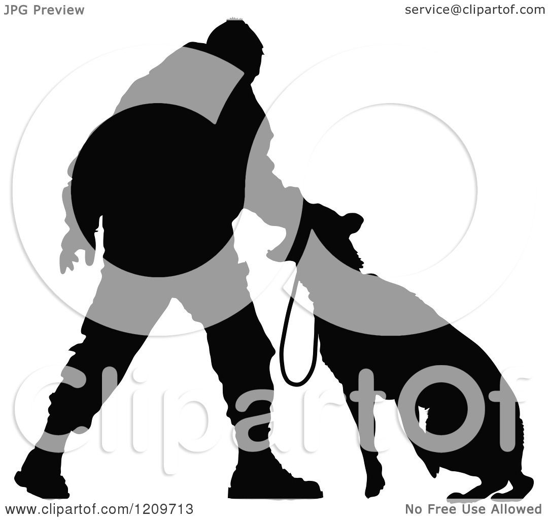 1080x1024 Clipart Of A Black Silhouetted Police Officer Training With His