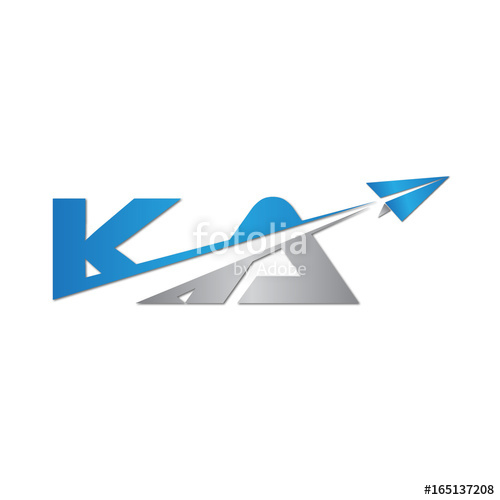 500x500 Initial Letter Ka Logo Origami Paper Plane Stock Image