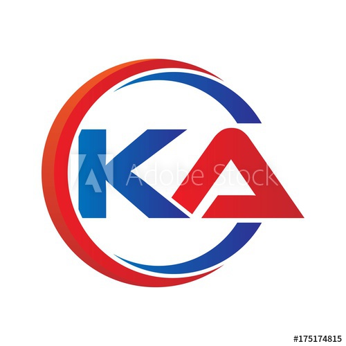 500x500 Ka Logo Vector Modern Initial Swoosh Circle Blue And Red