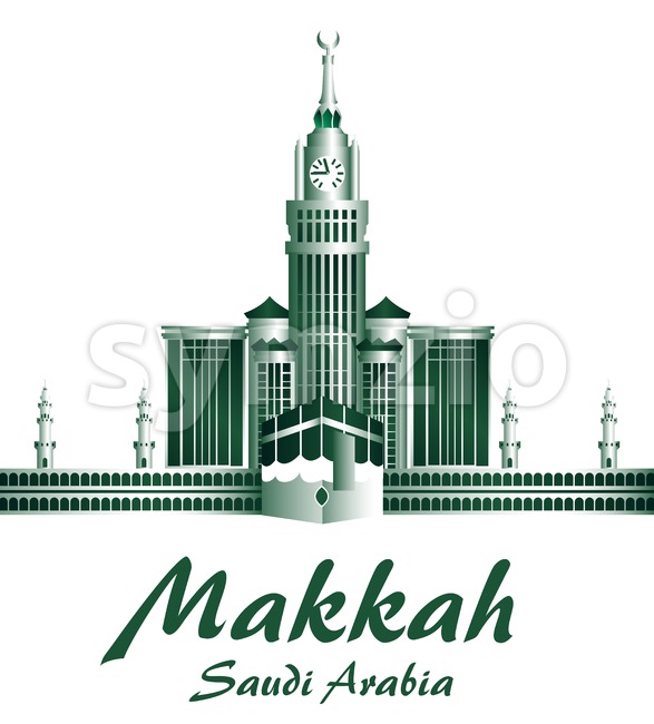 587x650 Makkah Vector Buildings With Kaaba Vector Illustration