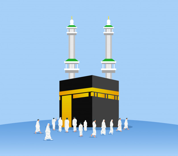 626x547 Muslim Pilgrims Around Kaaba Vector Premium Download