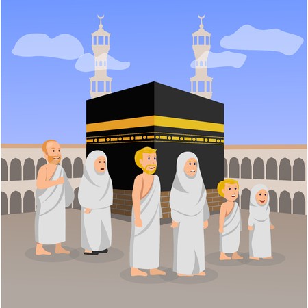 450x450 Set Illustration Of European Moslem During Hajj Around Kaaba