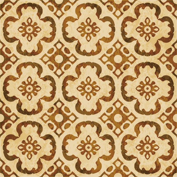 600x600 Retro Kaleidoscope Floral Seamless Pattern Vector Free Download