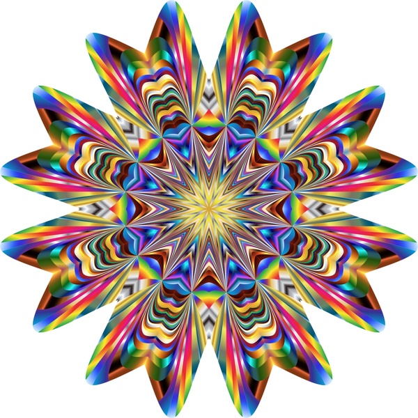 600x600 Colorful Kaleidoscope Pattern Vector Illustration Free Vector