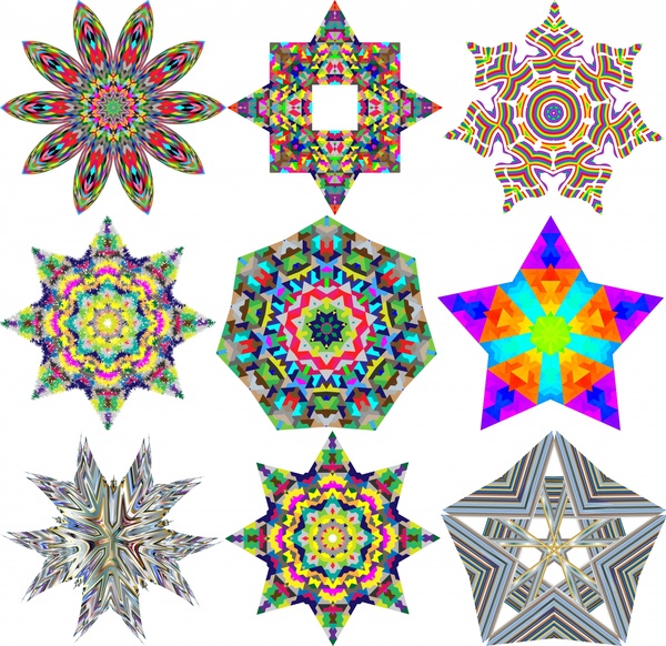 600x582 Geometric Icons Vector Illustration With Kaleidoscope Pattern Free