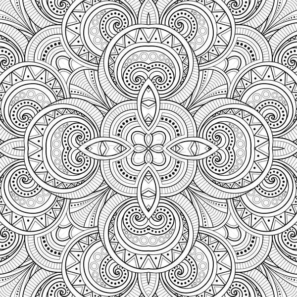 600x600 Monochrome Seamless Tile Pattern, Fancy Kaleidoscope Vector