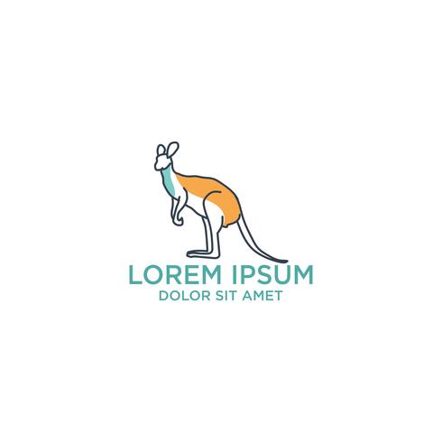 490x490 Kangaroo Logo Template With Outline Style, Vector Illustration