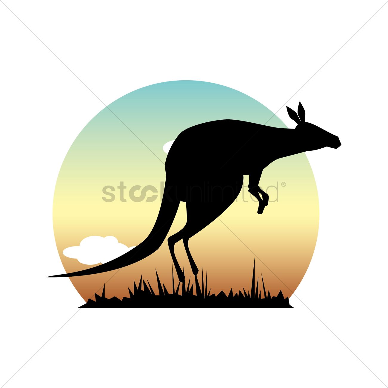 1300x1300 Kangaroo Silhouette Sticker Vector Image