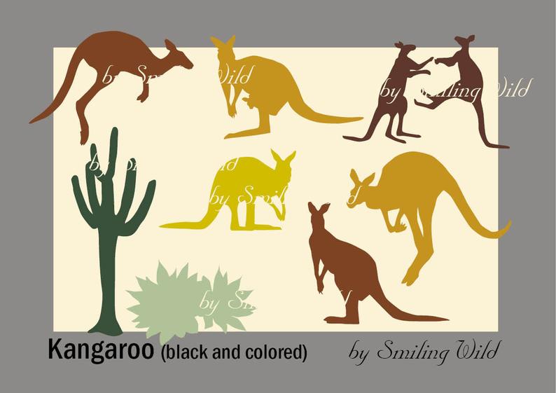 794x561 Kangaroo Clipart Silhouette Vector Png Printable Kangaroo Etsy