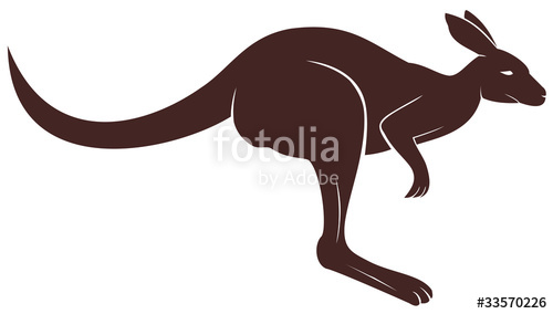 500x284 Kangaroo Silhouette Vector Illustration Isolated On White Stock