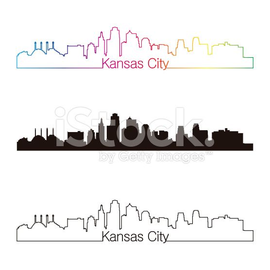 556x556 Kansas City Skyline Linear Style With Rainbow In Editable Vector