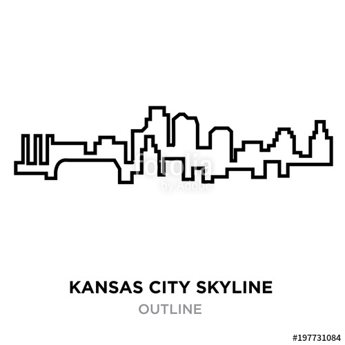 500x500 Kansas City Skyline Outline On White Background, Vector