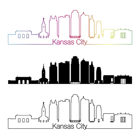 450x450 Kansas City Skyline Linear Style With Rainbow In Editable Vector