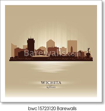 362x382 Wichita Kansas City Skyline Vector Silhouette, Art Print