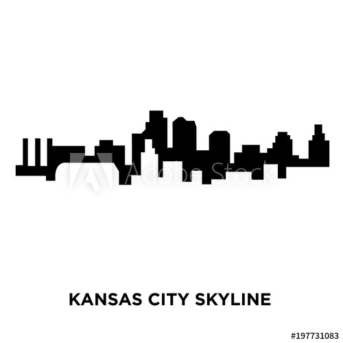 500x500 Kansas City Skyline Silhouette On White Background, Vector