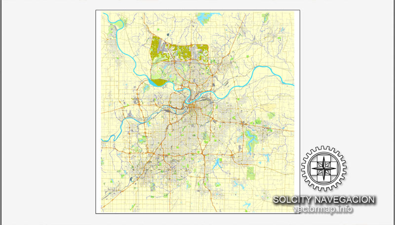 Kansas City, Missoury, Us Printable Vector Street City Plan Map, Full 800x456 Kansas City, Missoury, Us Printable Vector Street City Plan Map, Full