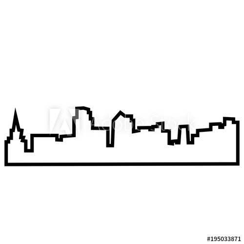 500x500 Kansas City Skyline Silhouette Outline On White Background