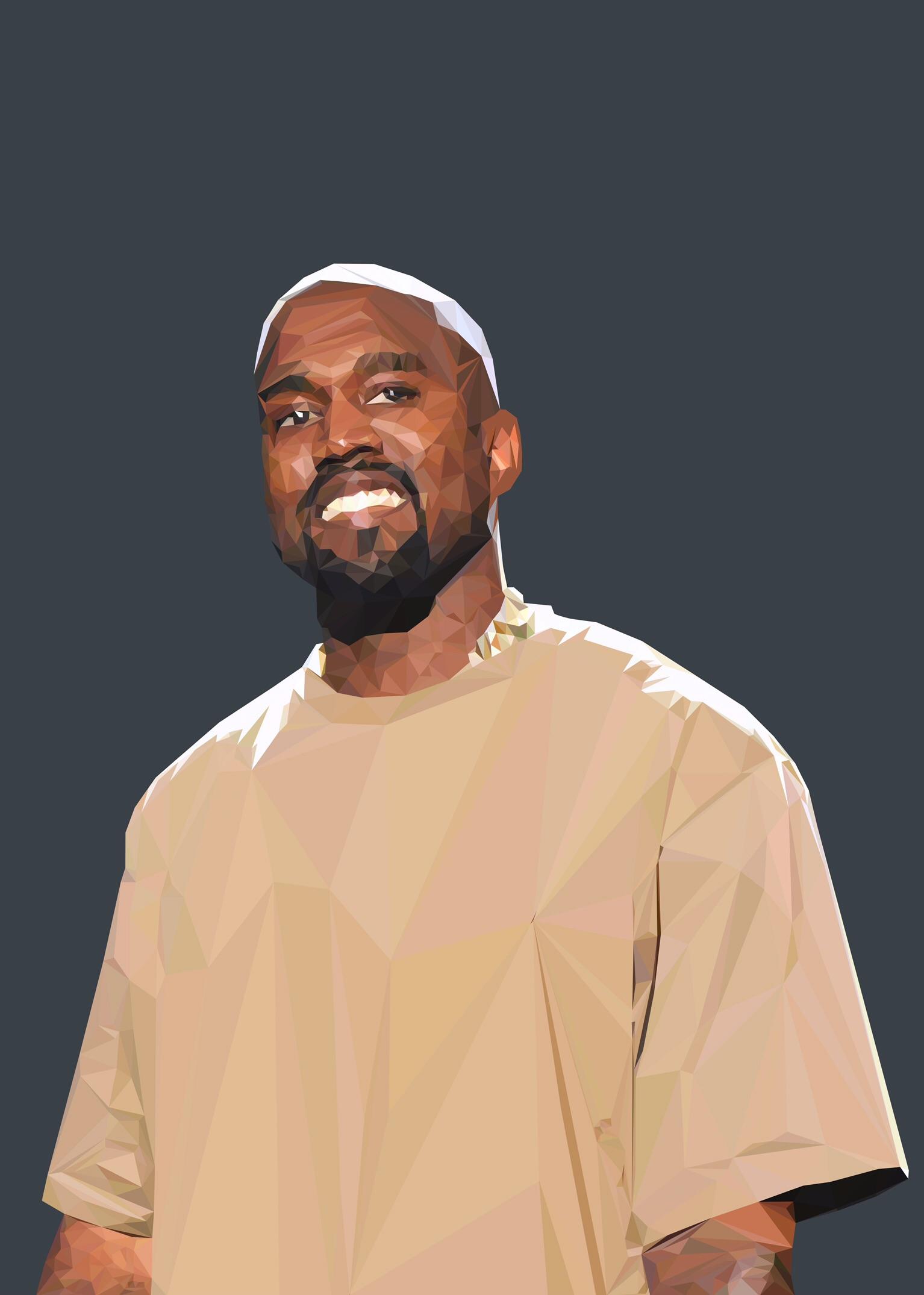 1534x2150 Low Poly Vector Of Kanye Adobeillustrator