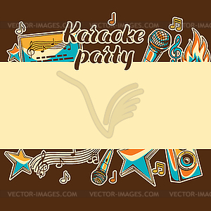 300x300 Karaoke Party Card Music Event Background In Retr