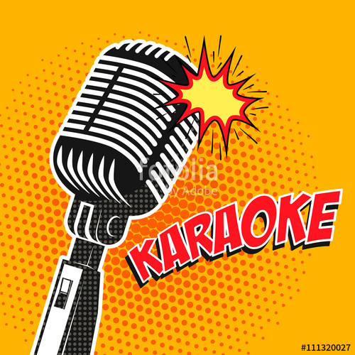 500x500 Karaoke Poster In Pop Art Style Design Element In Vector Stock