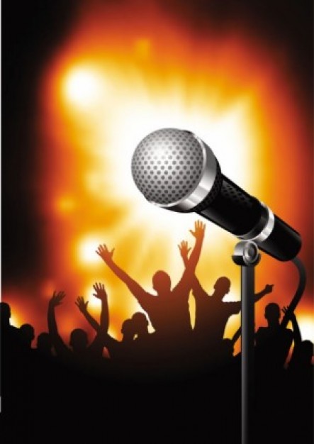 443x626 Karaoke Vector Illustration With Silhouettes