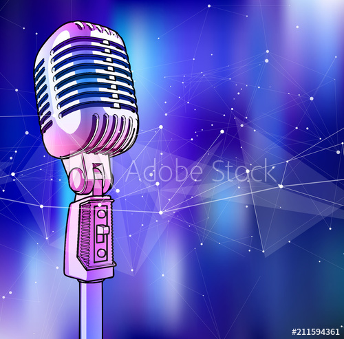 500x493 A Microphone On A Blue Technological Background Is Surrounded