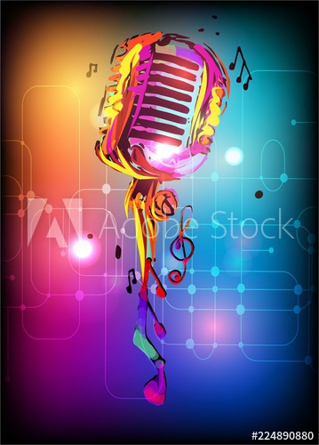 359x500 Music Background With Vintage Microphone Vector Design For Music