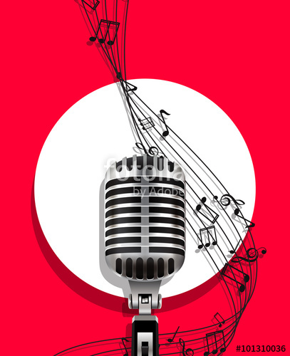 407x500 Background With Retro Microphone Stand Up Night Show Or Karaoke