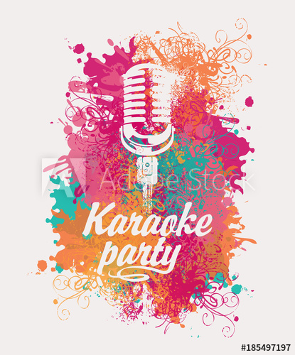 415x500 Vector Banner With Microphone And Inscription Karaoke Party