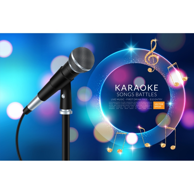 640x640 Karaoke Party Invitation Flyer Template, Vector, Music, Banner Png