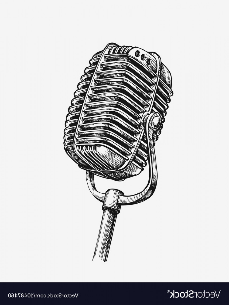 975x1296 Hand Drawn Vintage Microphone Sketch Karaoke Vector Geekchicpro