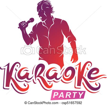 450x444 Happy Man With Microphone Sings Karaoke, Live Music Concert Vector