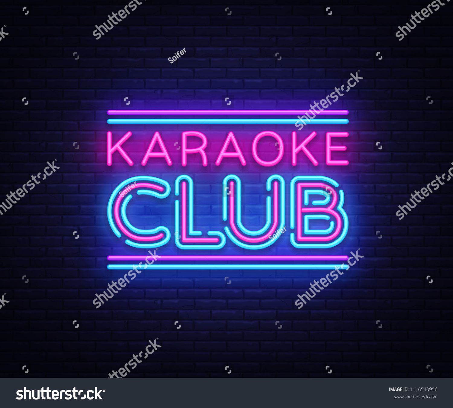 1500x1350 Karaoke Club Neon Sign Vector Karaoke Design Template Neon Sign