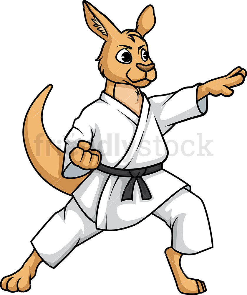 839x1000 Kangaroo Doing Karate Cartoon Clipart Vector