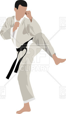 234x400 Silhouette Of Karate In White Kimono With Black Belt Vector Image