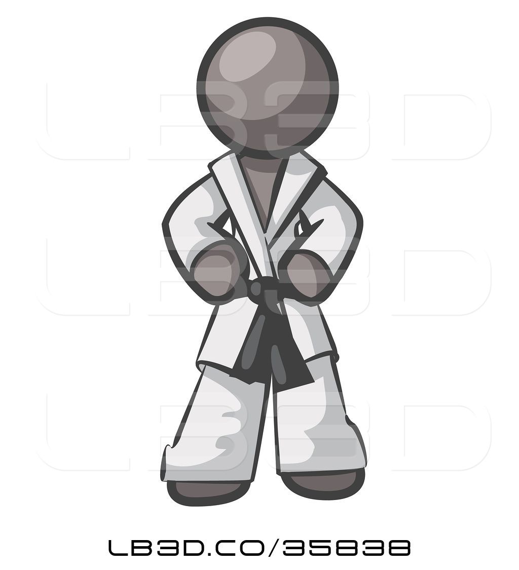 1024x1124 Vector Illustration Of Tough Gray Guy In A White Karate Suit