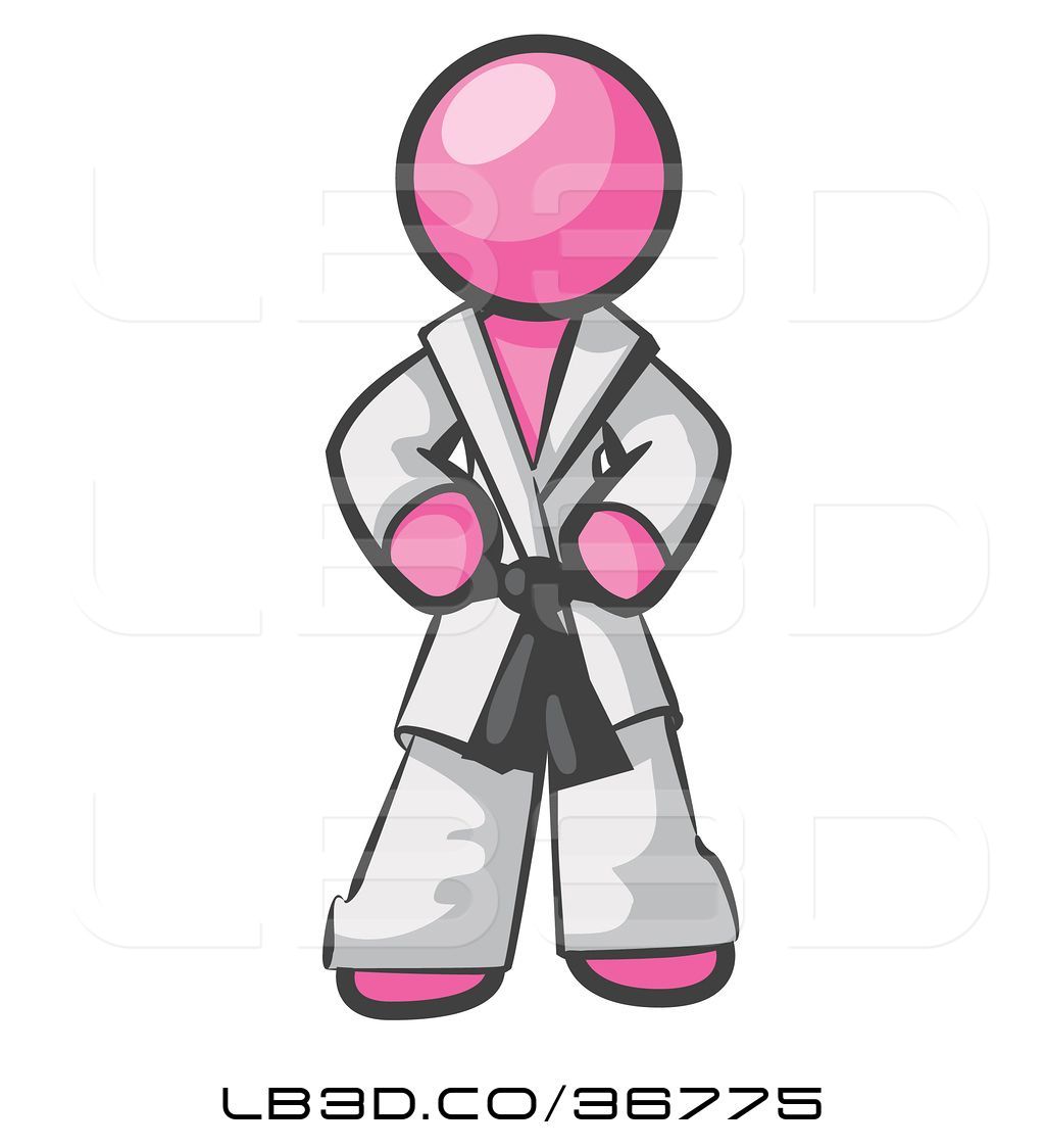 1024x1124 Vector Illustration Of Tough Pink Guy In A White Karate Suit