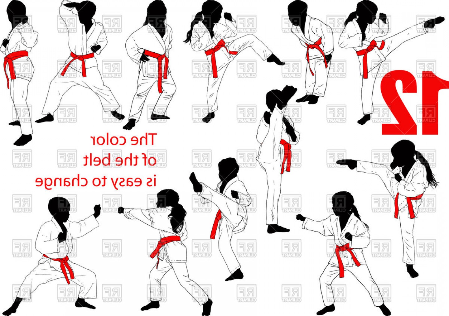 1440x1014 Boys And Girls Karate Children In Kimono And Red Belt Vector