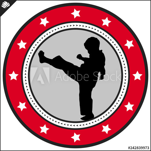 500x500 Karate Kid High Kick Emblem Martial Art Colored Simbol Design