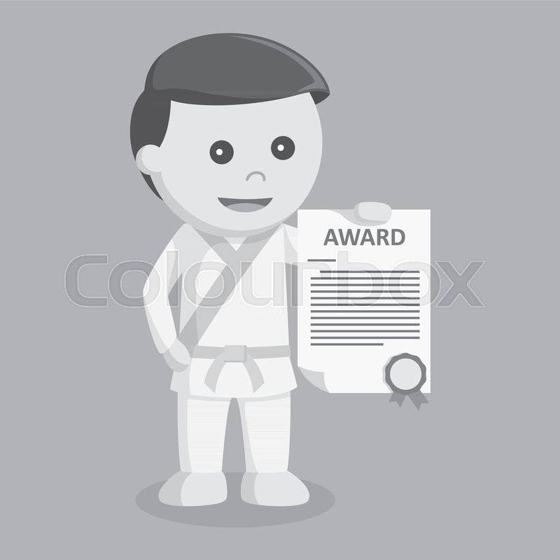 800x800 Black And White Karate Kid With Award Stock Vector Colourbox