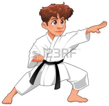 350x342 Karate Kid Baby Karate Player Cartoon Isolated Character