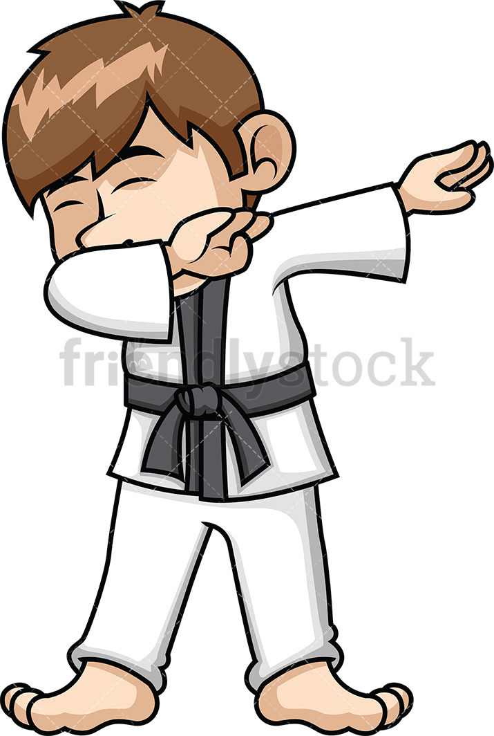 715x1064 Dabbing Karate Boy Cartoon Vector Clipart