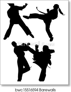 Karate Silhouette Vector, Art Print Barewalls Posters Prints 292x382 Karate Silhouette Vector, Art Print Barewalls Posters Prints