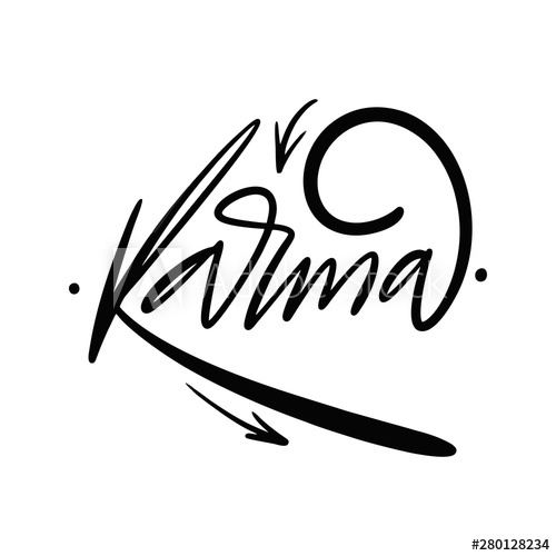 500x500 Karma And Arrows Hand Drawn Vector Lettering Calligraphy Style
