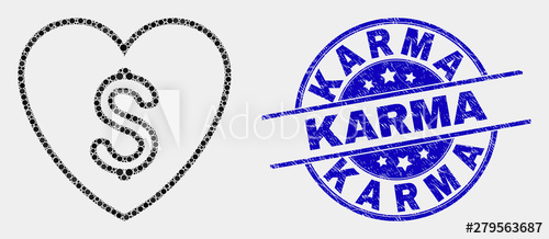 500x218 Pixelated Love Price Mosaic Icon And Karma Seal St Blue Vector