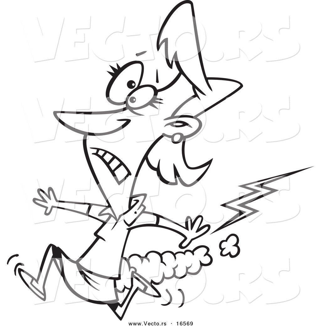 1024x1044 Vector Of A Cartoon Businesswoman Running From Bad Karma