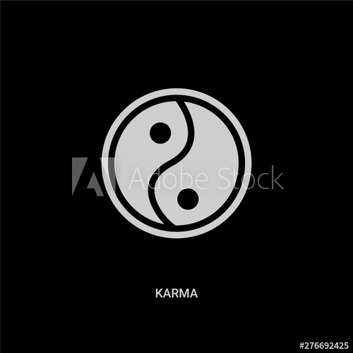 500x500 White Karma Vector Icon On Black Background Modern Flat Karma