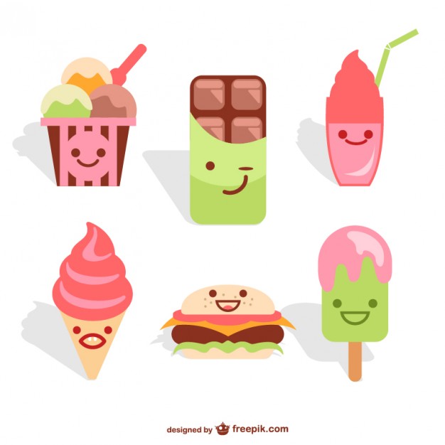 626x626 Kawaii Food Set Vector Free Download